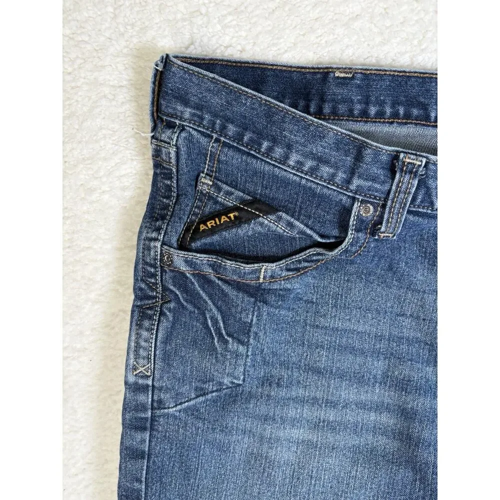 Ariat Rebar M5 Jeans Mens 44x30 Blue Straight Leg Outdoor Workwear Denim read